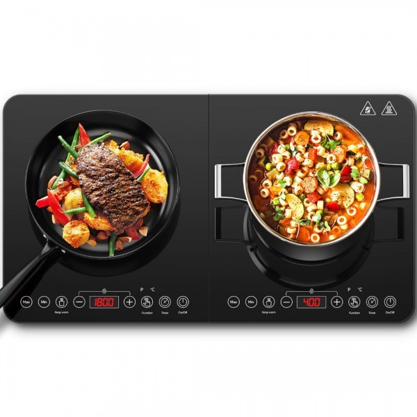 Double Electric Induction Stove, Sunmaki 1800W Por...