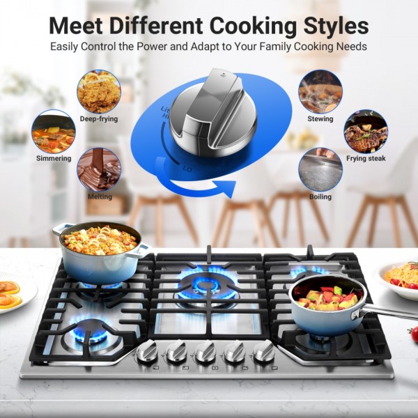 30 Inch Gas Cooktop Sunmaki 5 Burners Gas Stovetop