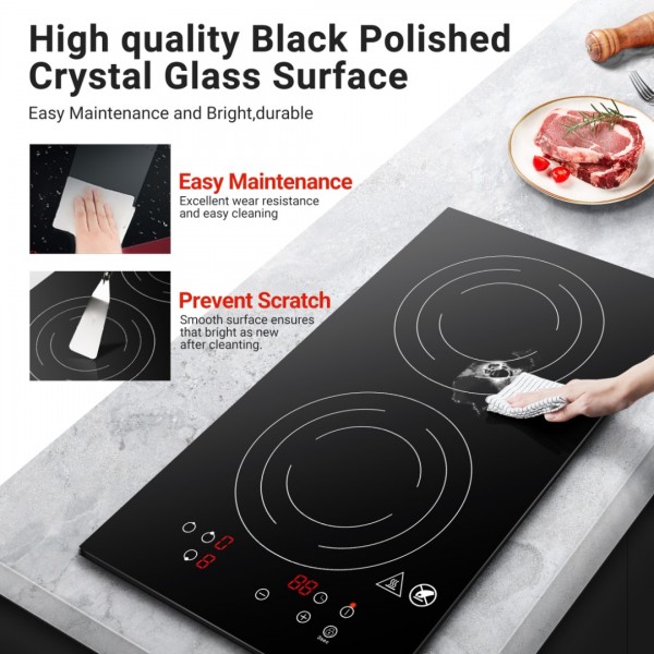 Sunmaki Portable Double Induction Cooktop 1800W Induction Cooker UL-ID1800