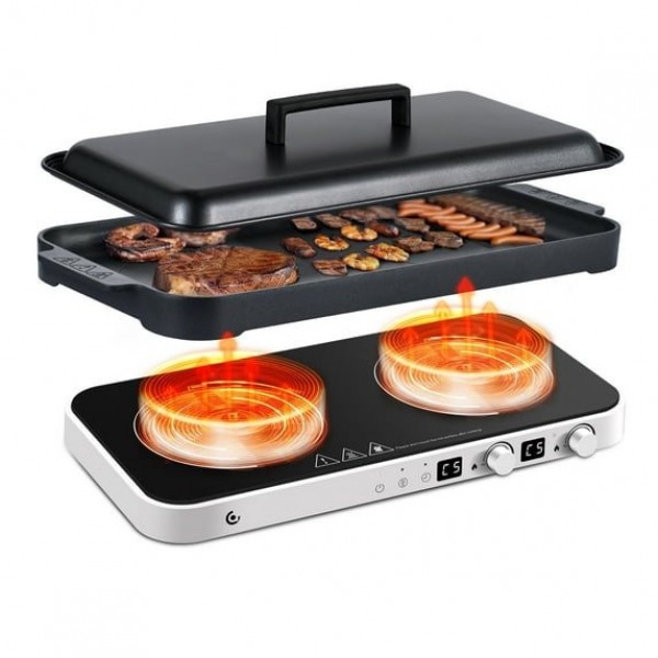 Sunmaki Portable Double Induction Cooktop with Rem...