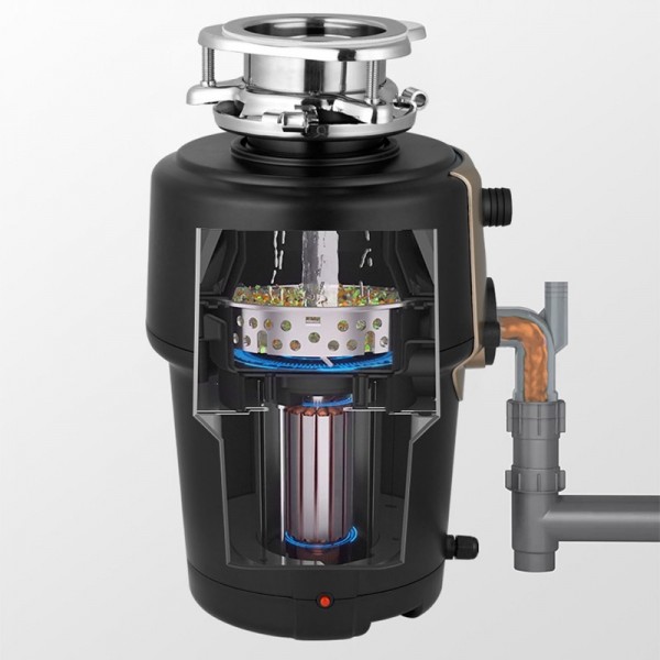 DUBETAR Garbage Disposal Machines , Continuous Feed Food Waste Disposal, Quiet Kitchen Garbage Disposal with Dishwasher Connection, Stainless Steel 5 Stage Grinding