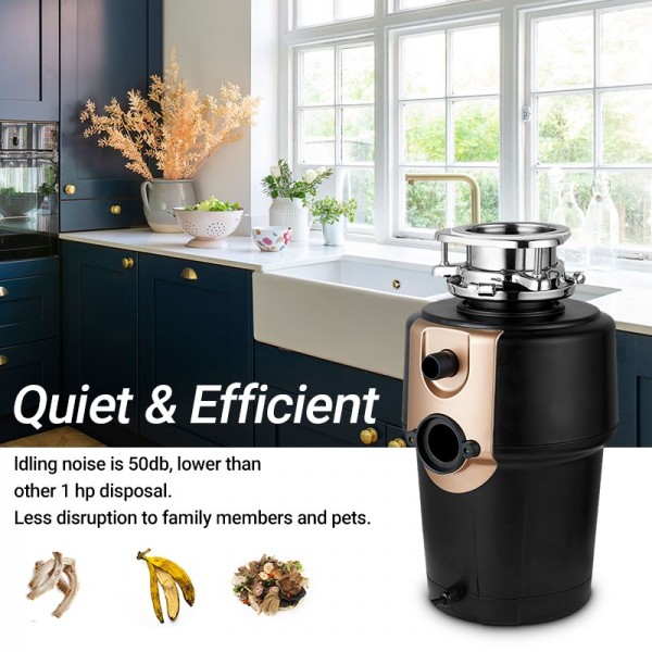 DUBETAR Garbage Disposal Machines , Continuous Feed Food Waste Disposal, Quiet Kitchen Garbage Disposal with Dishwasher Connection, Stainless Steel 5 Stage Grinding