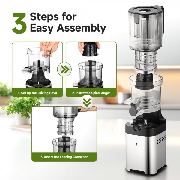 Sunmaki Juicer Machines 5.2" Large Feed Chute for Whole Fruits & Vegetables