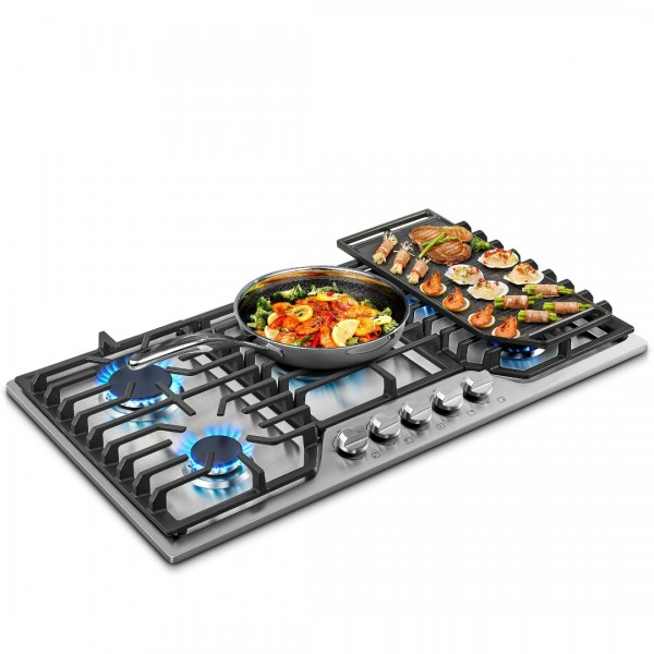 36 Inch Gas Cooktop, Sunmaki 5 High Efficiency Bur...